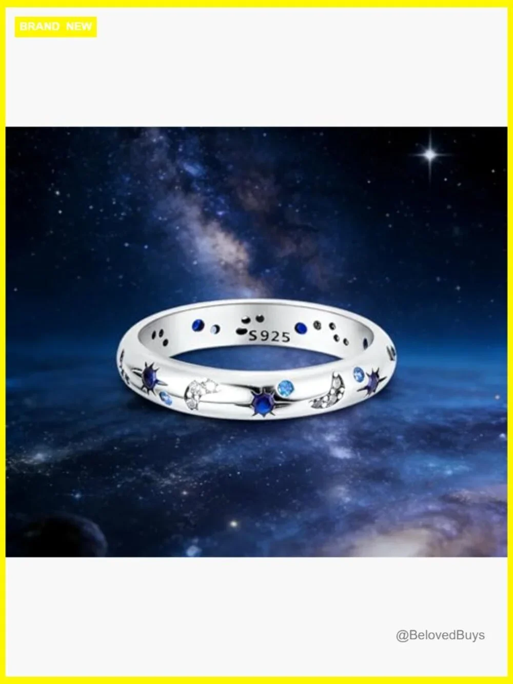 925 Sterling Silver Sun Moon Star Ring Eternity Stackable Size 5-10